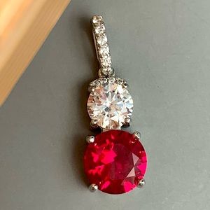 YGI Lab Ruby & CZ Round Cut 925 Silver Pendant
